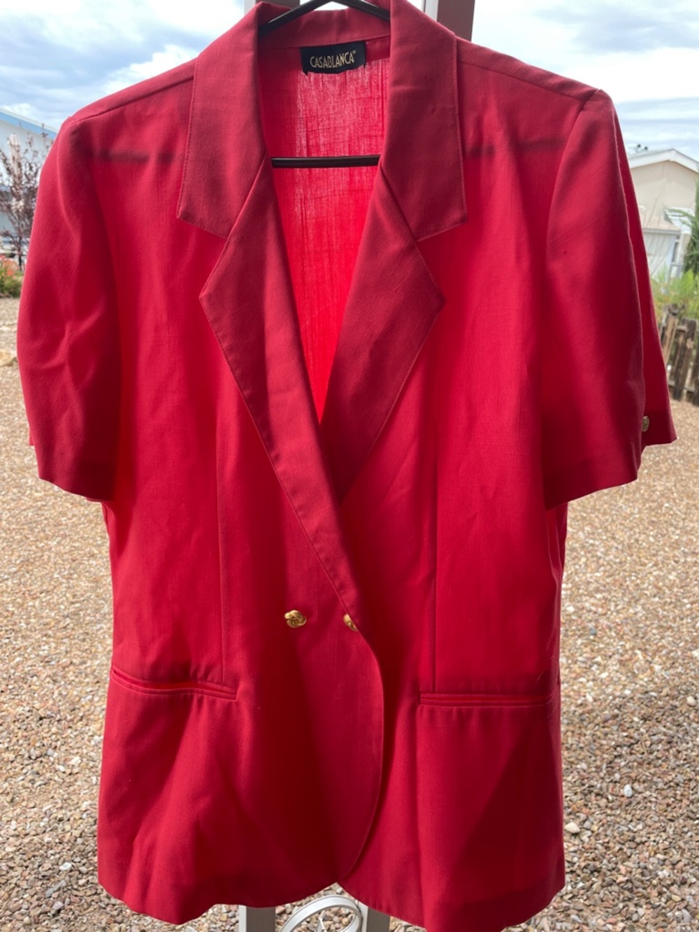 Casablanca Red Short-Sleeve Double-Breasted Blazer